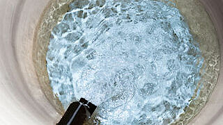 Draufsicht einer Entsäuerungsanlage zur Trinkwasseraufbereitung